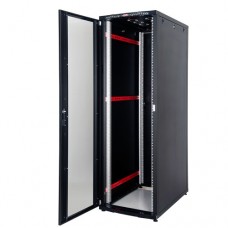 Just1Minute 19" Телекоммуникационный напольный шкаф 26U, 600х1000, сталь, передняя дверь одностворчатая, стекло, задняя дверь одностворчатая, металл, цвет черный