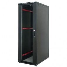 Just1Minute 19" Телекоммуникационный напольный шкаф 22U, 800х800, алюминий, передняя дверь одностворчатая, перфорация, задняя дверь одностворчатая, металл, цвет черный