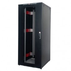 Just1Minute 19" Телекоммуникационный напольный шкаф 26U, 800х800, сталь, передняя дверь одностворчатая, перфорация, задняя дверь одностворчатая, металл, цвет черный